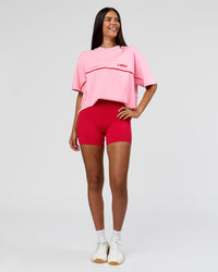 Woman wearing Inline Heavyweight FLXCotton Oversized Tee - Pink Rose-Flame | Model:Rhiley | Size:XS | Thumbnail Index: 17