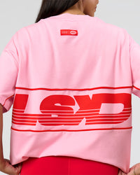 Woman wearing Inline Heavyweight FLXCotton Oversized Tee - Pink Rose-Flame | Model:Rhiley | Size:XS | Thumbnail Index: 22