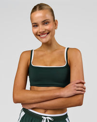 Woman wearing Balance Sports Bra - Midnight Green-White | Model:Taneisha | Size:XS | Thumbnail Index: 7