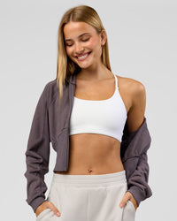 Woman wearing Bend Contour Silhouette Zip Through Hoodie - Duskstone | Model:Taneisha | Size:XS | Thumbnail Index: 4