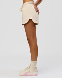 Woman wearing Bree Fleece Track Short - Vanilla Bean | Model:Taneisha | Size:XS | Thumbnail Index: 11