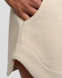 Woman wearing Bree Fleece Track Short - Vanilla Bean | Model:Taneisha | Size:XS | Thumbnail Index: 14