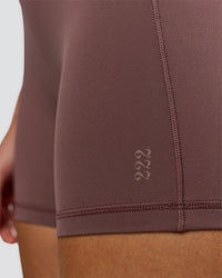 Woman wearing Bree Fusion High-Rise 4" Short Pockets - Cocoa Powder-Pink Rose | Model:Taneisha | Size:XS | Thumbnail Index: 12