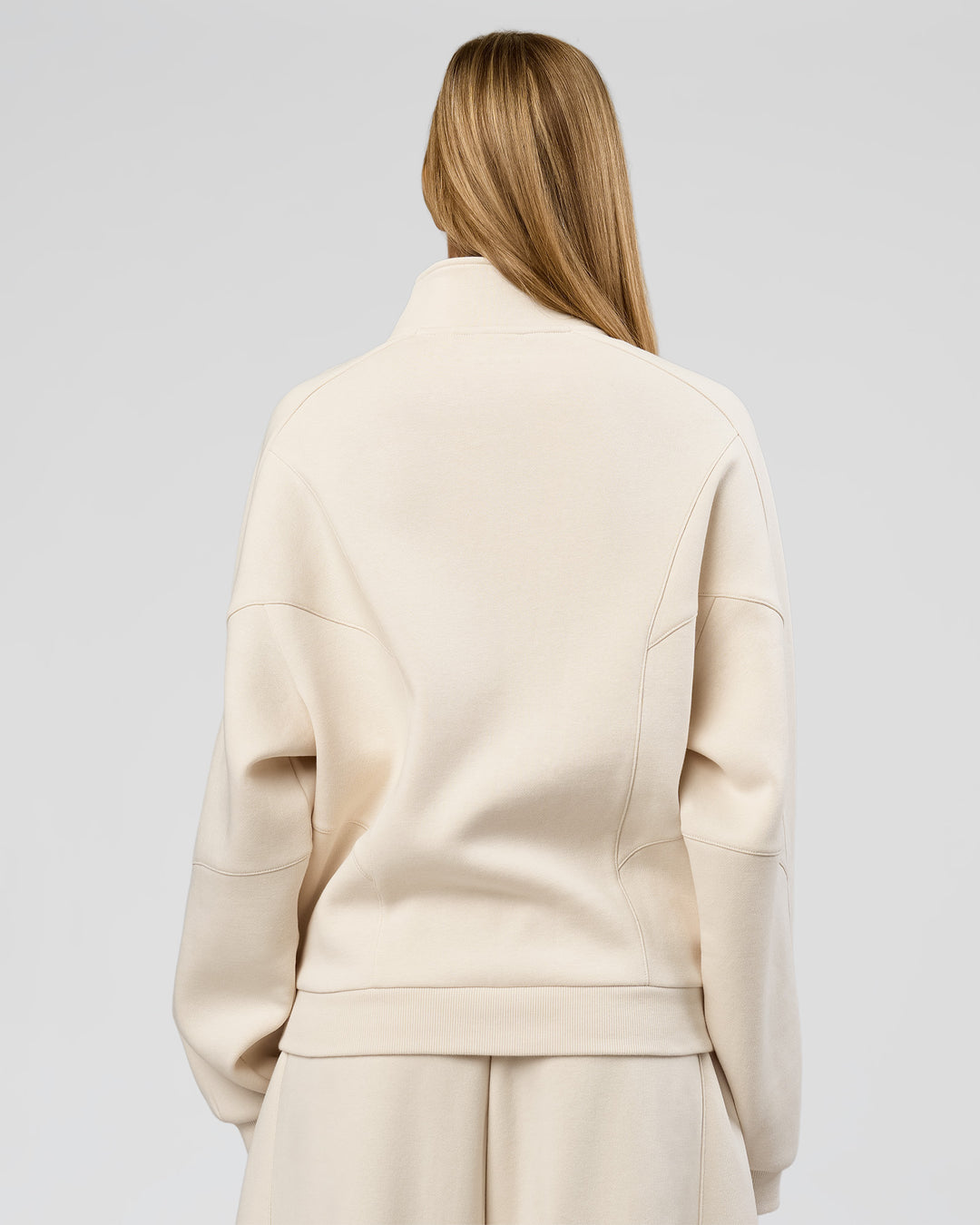 Woman wearing Bree Oversized Fleece Zip Thru - Vanilla Bean | Model:Taneisha | Size:XS - view 6