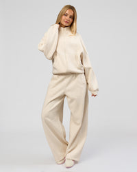 Woman wearing Bree Oversized Fleece Zip Thru - Vanilla Bean | Model:Taneisha | Size:XS | Thumbnail Index: 15