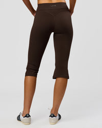Woman wearing Deep V-Contour High-Rise Flared Capri - Ground Coffee | Model:Taneisha | Size:XS | Thumbnail Index: 7