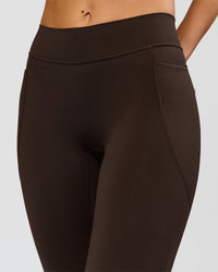Woman wearing Deep V-Contour High-Rise Flared Capri - Ground Coffee | Model:Taneisha | Size:XS | Thumbnail Index: 9