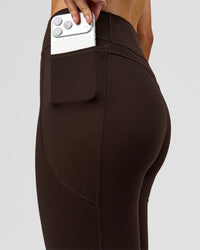 Woman wearing Deep V-Contour High-Rise Flared Capri - Ground Coffee | Model:Taneisha | Size:XS | Thumbnail Index: 11