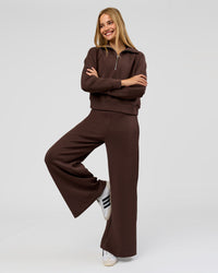Woman wearing Elevate SoftTouch 1/2 Zip Sweater - Hot Chocolate | Model:Taneisha | Size:XS | Thumbnail Index: 3