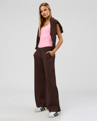 Woman wearing Elevate SoftTouch Wide Leg Pant - Hot Chocolate | Model:Taneisha | Size:XS | Thumbnail Index: 9