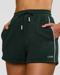 Woman wearing Fast Track Lounge Short - Midnight Green-White | Model:Taneisha | Size:XS | Thumbnail Index: 0