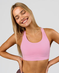 Woman wearing Fusion Sports Bra 2.0 - Pink Rose | Model:Taneisha | Size:XS | Thumbnail Index: 3
