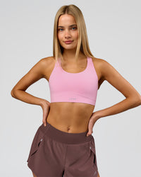 Woman wearing Fusion Sports Bra 2.0 - Pink Rose | Model:Taneisha | Size:XS | Thumbnail Index: 2
