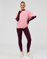 Woman wearing Fusion V-Contour Ultra High-Rise Full Length Legging Pockets - Cherry Lacquer | Model:Taneisha | Size:XS | Thumbnail Index: 2
