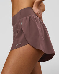 Woman wearing Pacer 3" Run Short - Cocoa Powder | Model:Taneisha | Size:XS | Thumbnail Index: 12