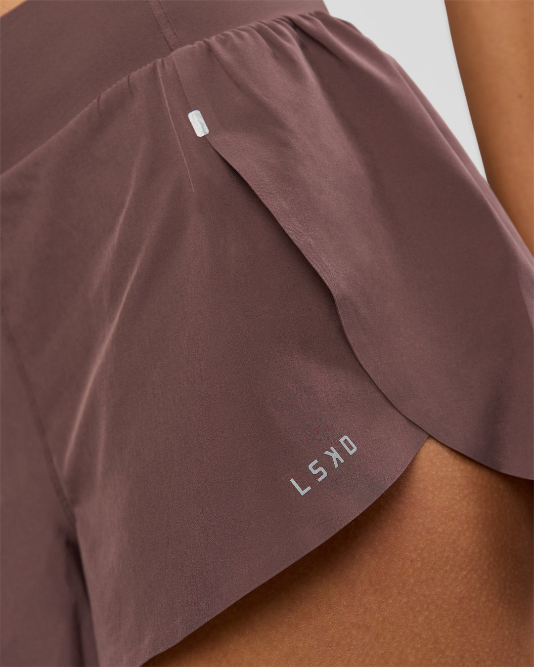 Woman wearing Pacer 3" Run Short - Cocoa Powder | Model:Taneisha | Size:XS - view 16
