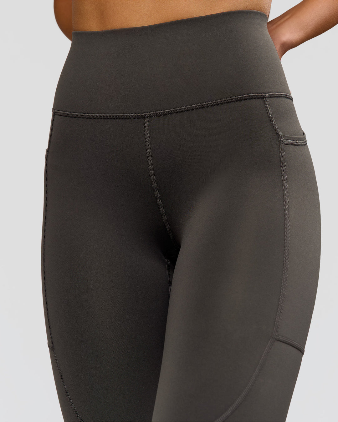 Woman wearing Rep Ultra High-Rise Full Length Legging Pockets - Onyx-white | Model:Taneisha | Size:XS - view 8