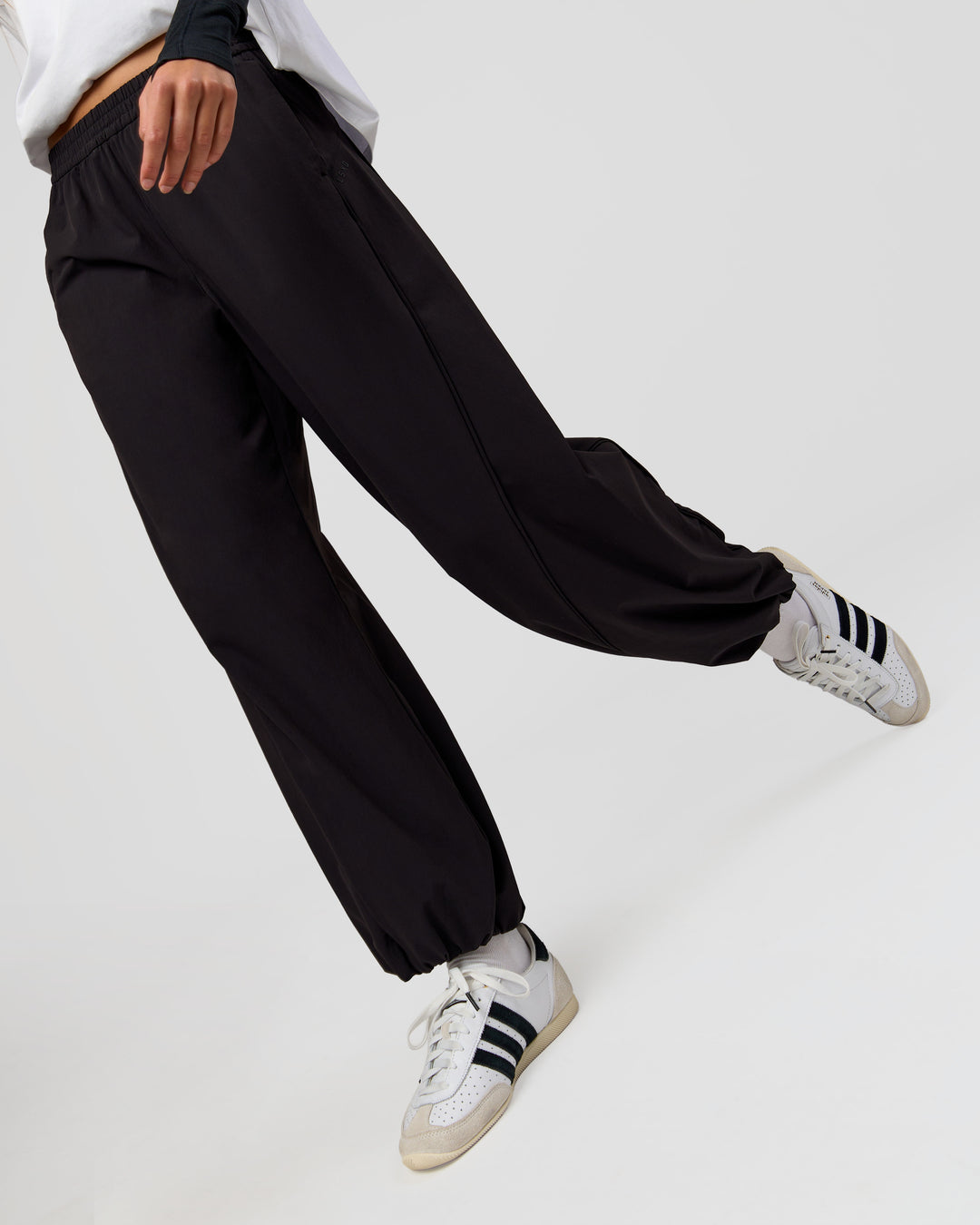 Woman wearing Stitch Up Track Pant - Black | Model:Taneisha | Size:XS - view 7