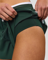 Woman wearing Trackline Accelerate 3" High-Rise Running Short - Midnight Green-White | Model:Taneisha | Size:XS | Thumbnail Index: 11