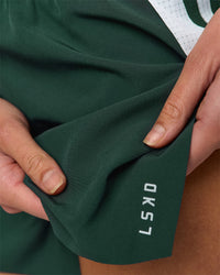 Woman wearing Trackline Accelerate 3" High-Rise Running Short - Midnight Green-White | Model:Taneisha | Size:XS | Thumbnail Index: 18