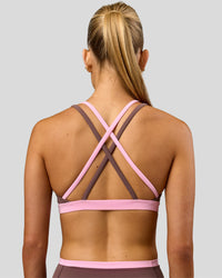Woman wearing Velocity Bralette Sports Bra - Cocoa Powder-Pink Rose | Model:Taneisha | Size:XS | Thumbnail Index: 10