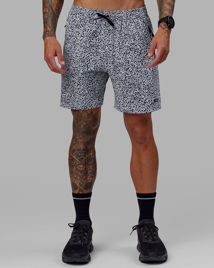Man wearing Rep 7" Performance Short - Spotty White-Black