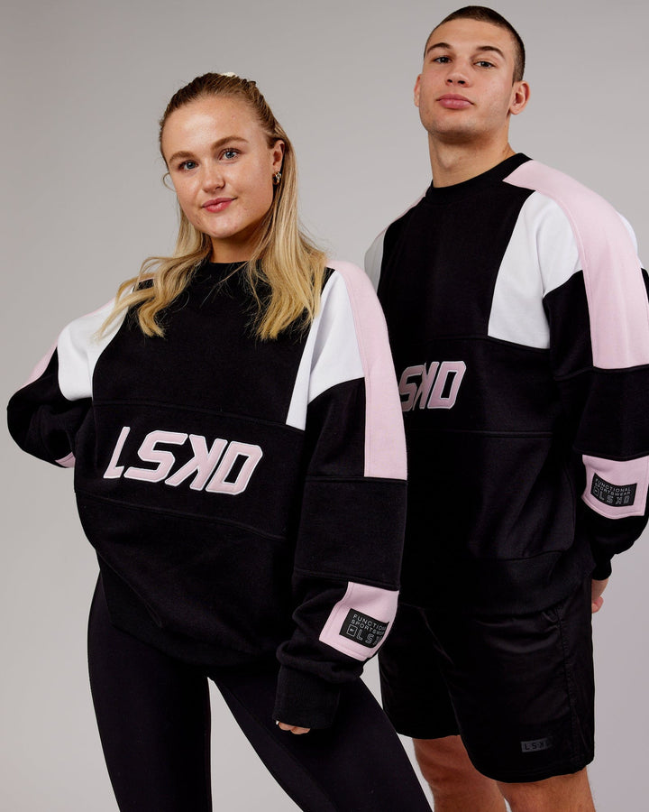 Unisex Slam Sweater Oversize - Black-Petal Pink