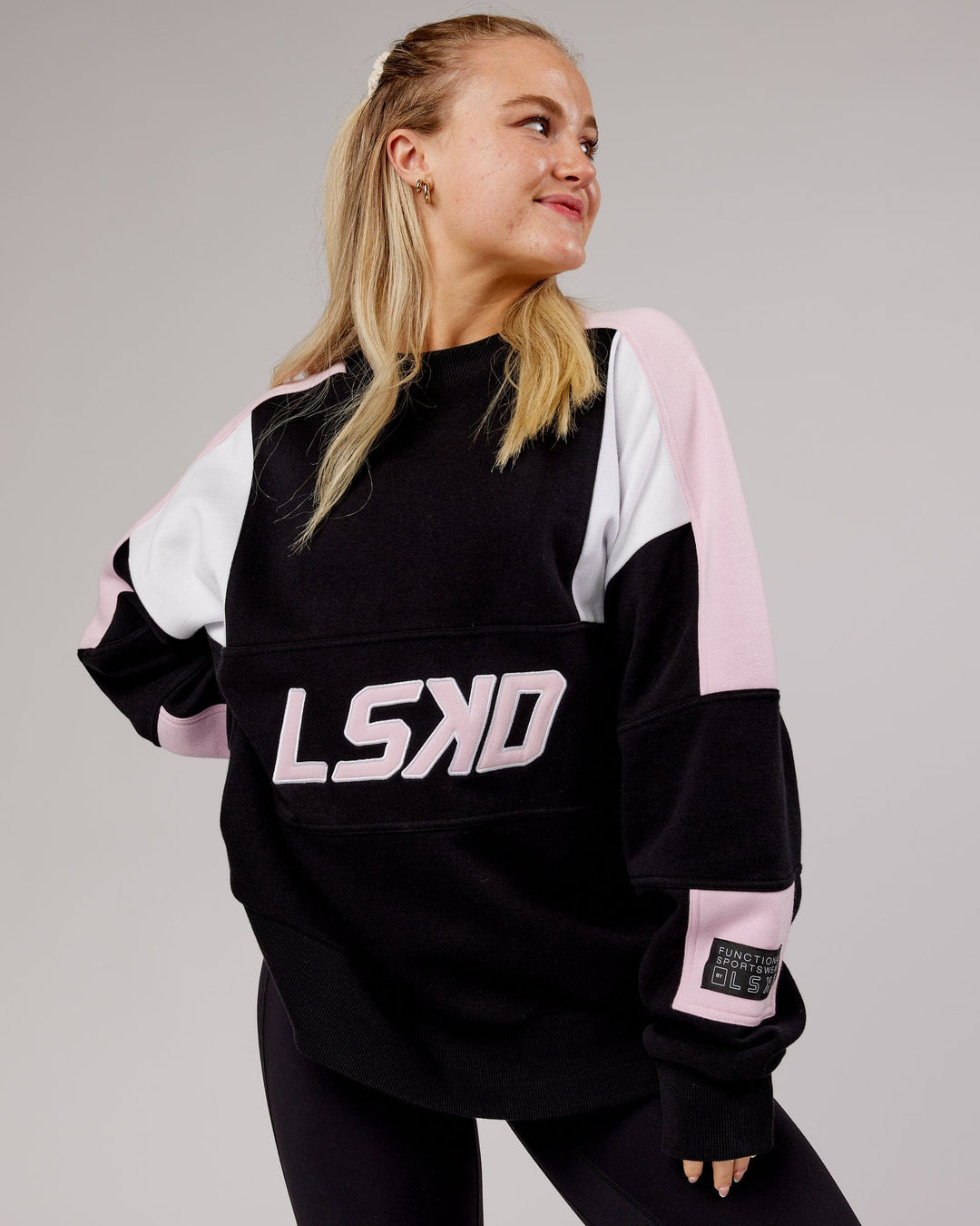 Unisex Slam Sweater Oversize - Black-Petal Pink