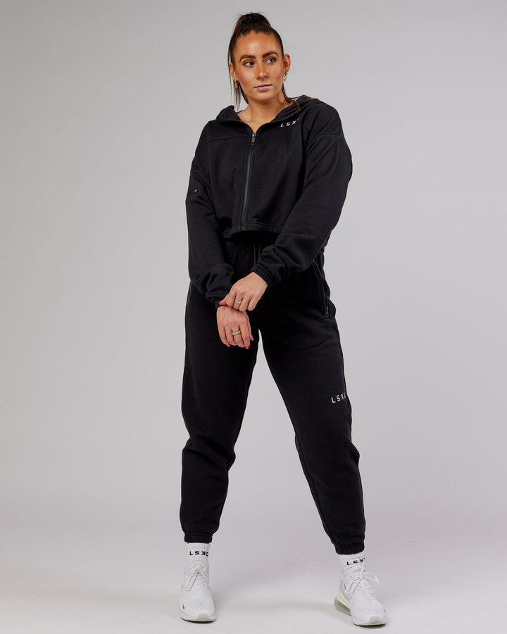Bridge Zip Through Hoodie - Black