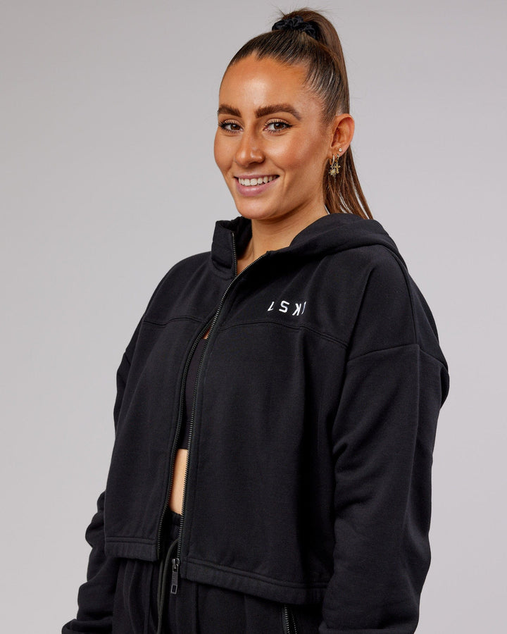 Bridge Zip Through Hoodie - Black