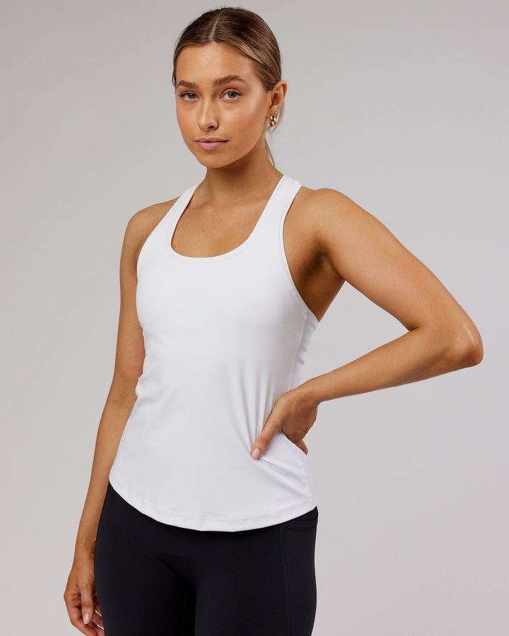 Lift Shelf Bra Performance Tank - White