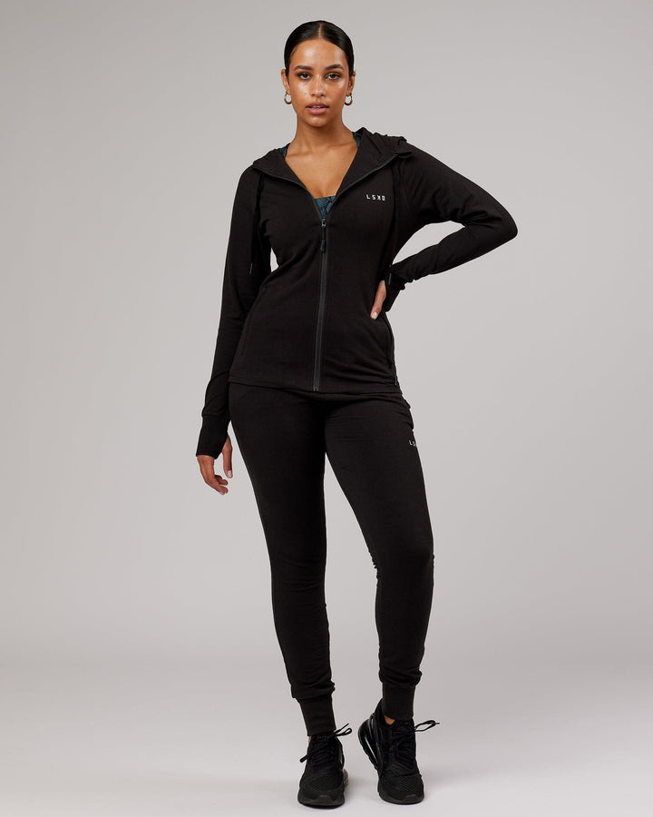 PB Zip Through Hoodie - Black-Tonal