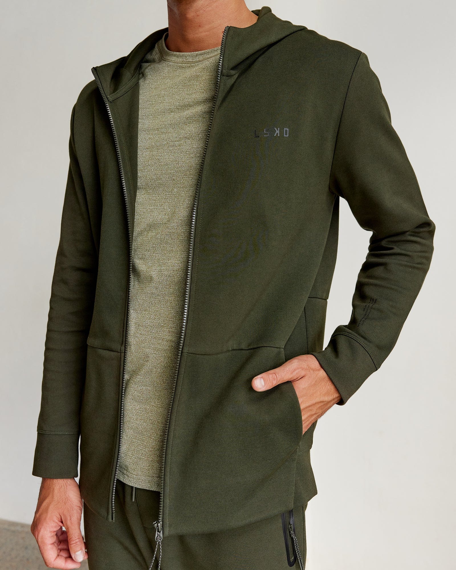 Mens Athlete ForgedFleece Zip Up Hoodie - Forest Night | LSKD Mens Athlete ForgedFleece Zip Up Hoodie - Forest Night | LSKD