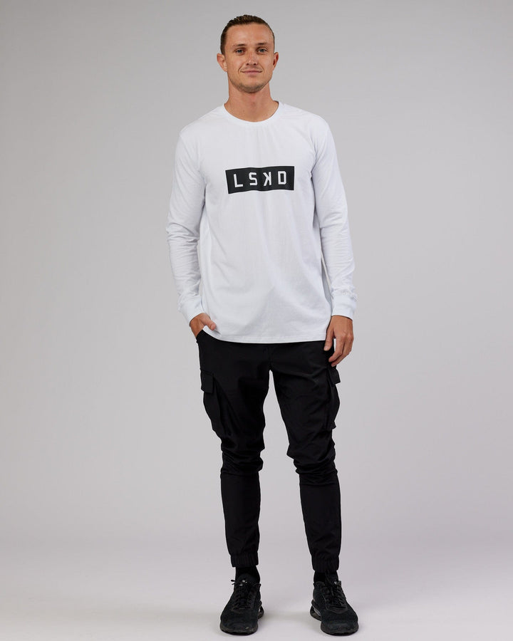 Strength FLXCotton LS Tee - White-Black