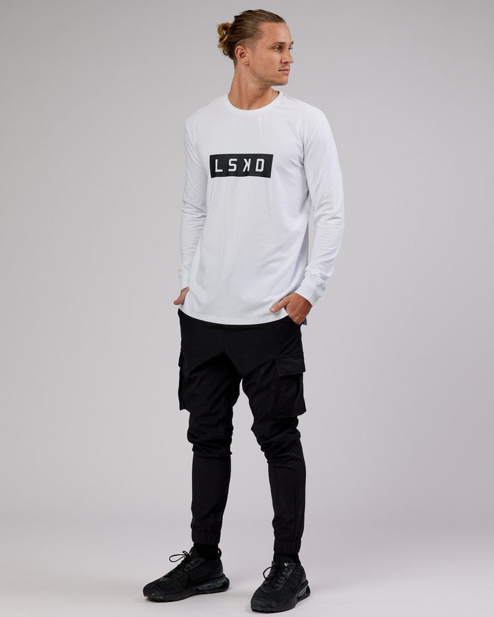 Strength FLXCotton LS Tee - White-Black
