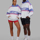 Duo wearing Unisex A-Team Hoodie Oversize - White-Cornflower Blue