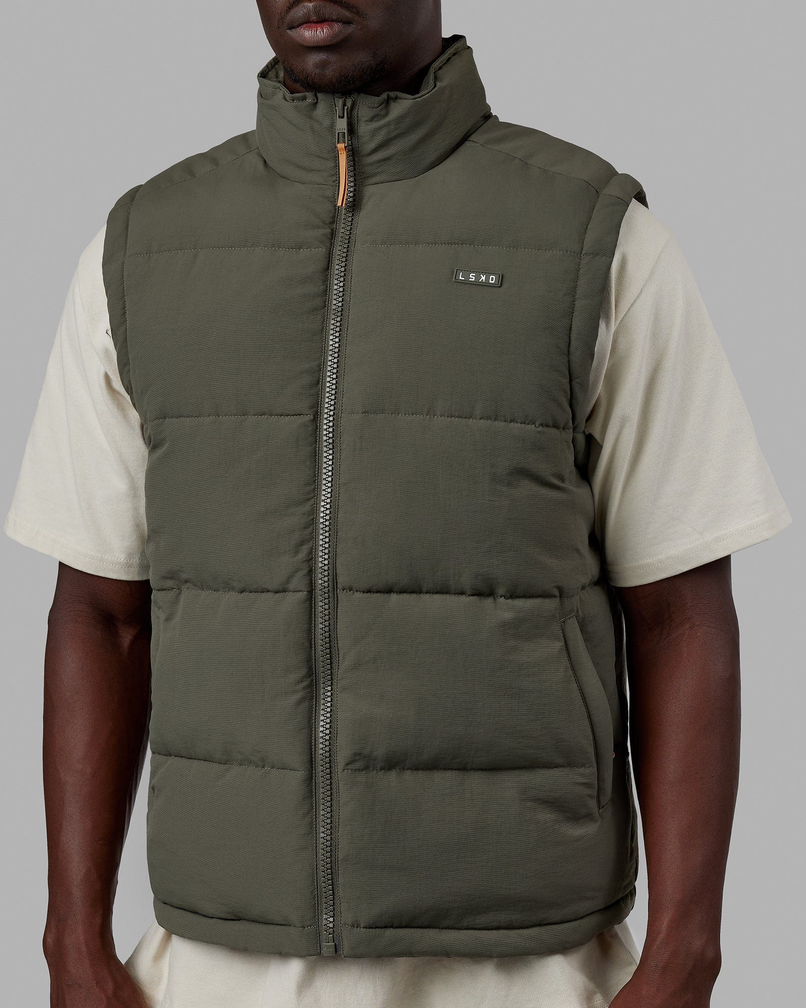 Green tea puffer vest clearance