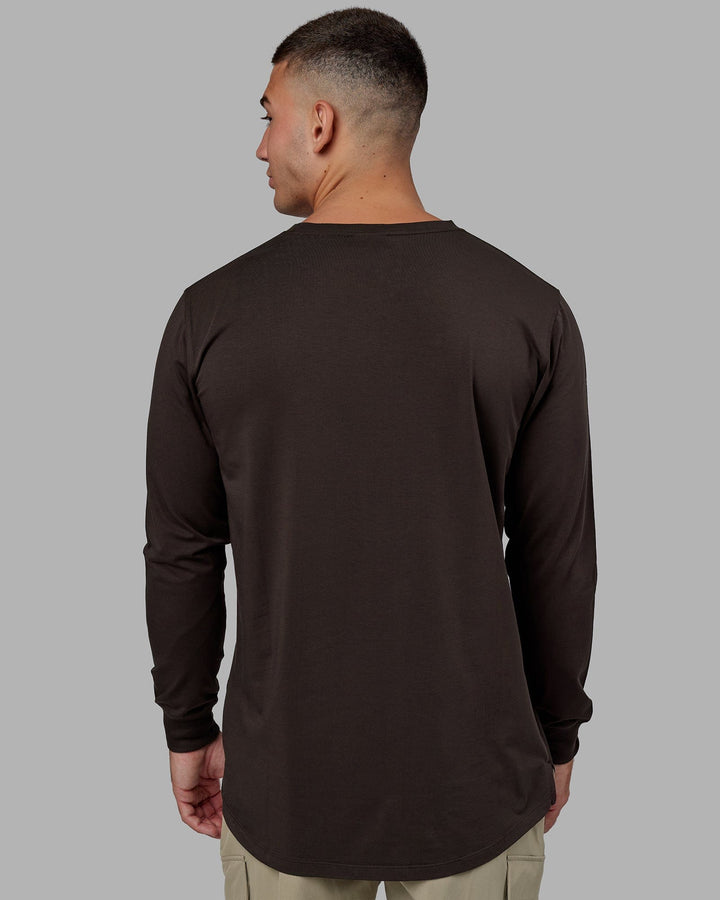 Man wearing Deluxe PimaFLX LS Tee - Dark Walnut