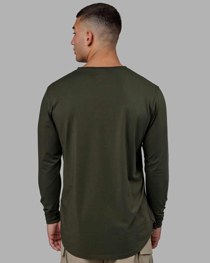 Men wearing Deluxe PimaFLX LS Tee - Forest Night