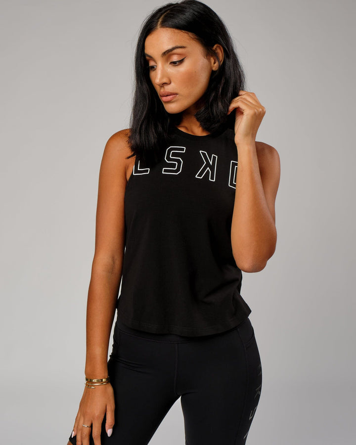 Woman wearing Expand FLXCotton Tank - Black