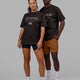 Duo wearing Unisex Flag Heavyweight Tee Oversize - Dark Walnut