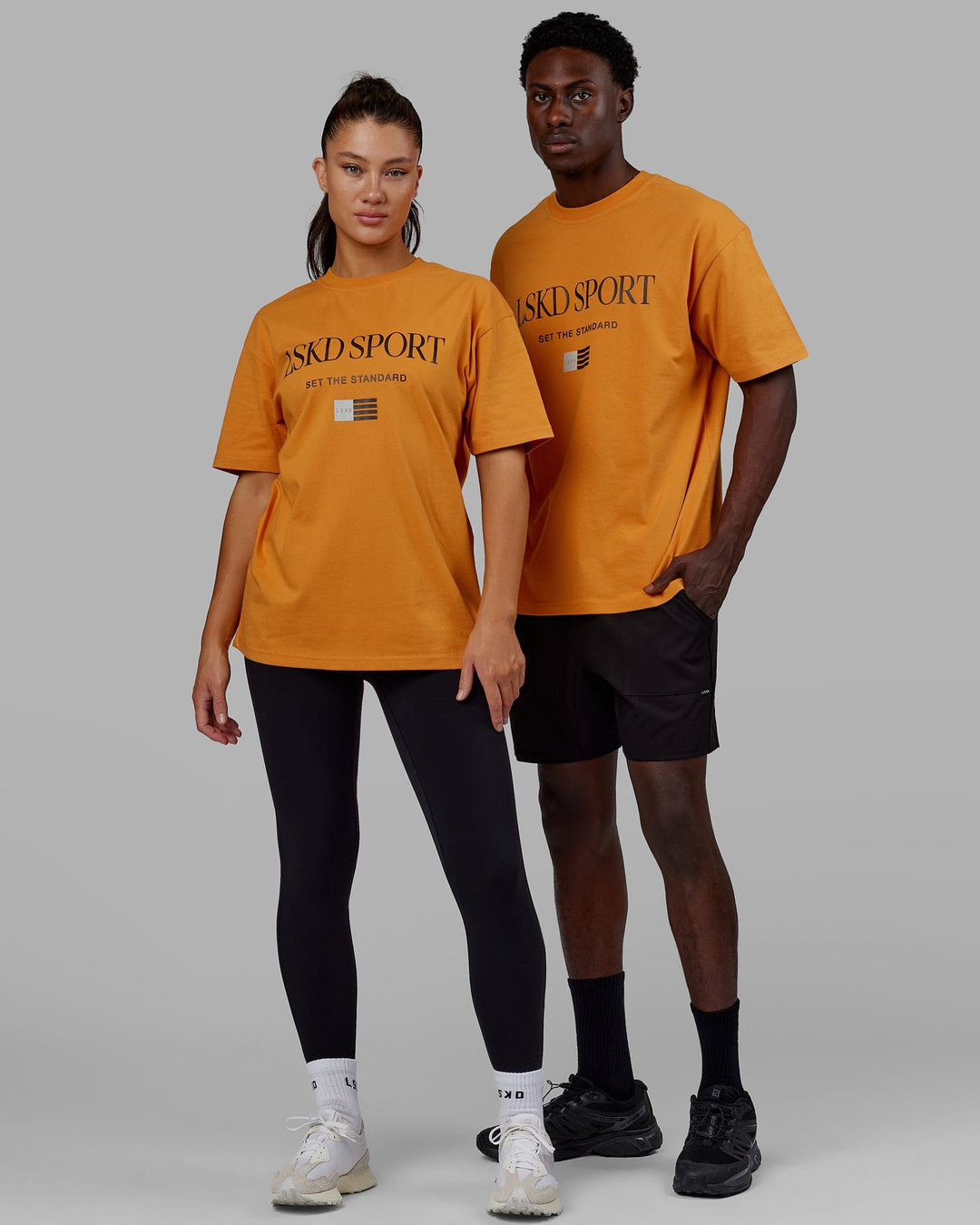 Duo wearing Unisex Flag Heavyweight Tee Oversize - Sundial
