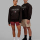 Duo wearing Unisex Flag Sweater Oversize - Dark Walnut