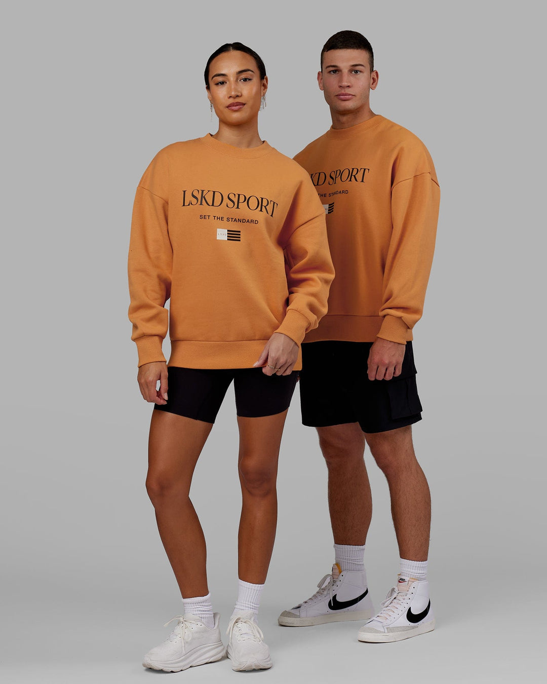 Duo wearing Unisex Flag Sweater Oversize - Sundial