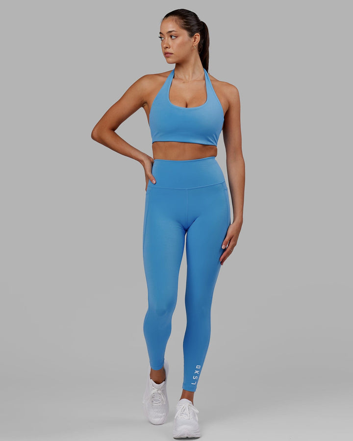 Woman wearing Flux Full Length Tight - Azure Blue