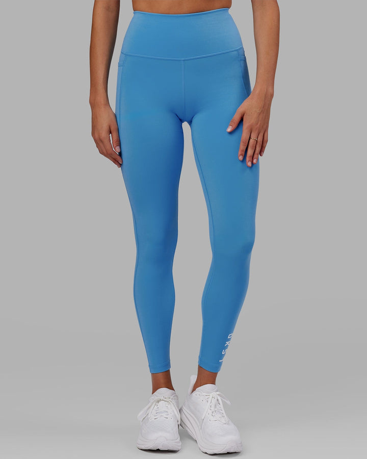 Woman wearing Flux Full Length Tight - Azure Blue