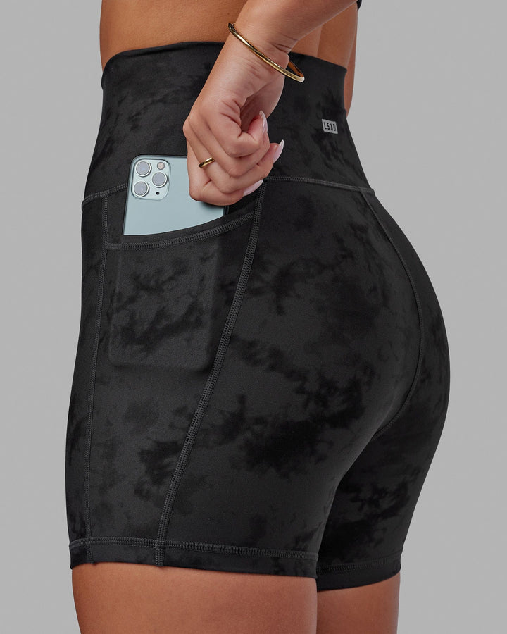 Woman wearing Fusion X-Short Tight - Black Tie-Dye