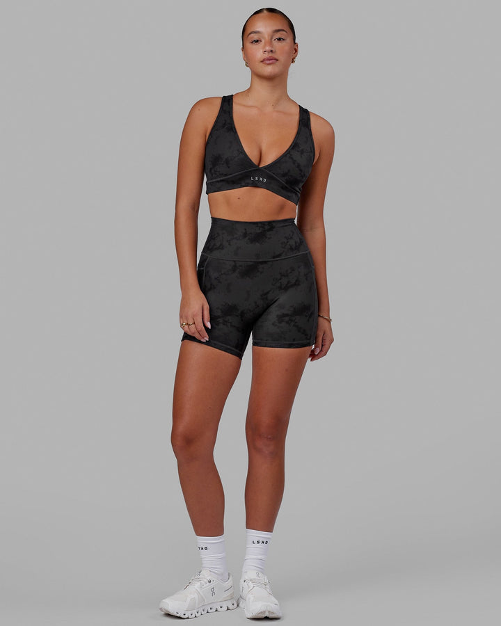 Woman wearing Fusion X-Short Tight - Black Tie-Dye