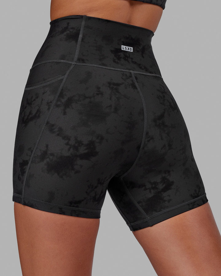 Woman wearing Fusion X-Short Tight - Black Tie-Dye