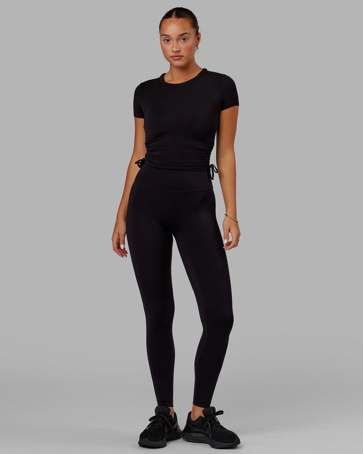 Woman Wearing Kick On Cropped Tee - Black